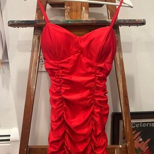 Red Ruched Dress Emerald Sundae